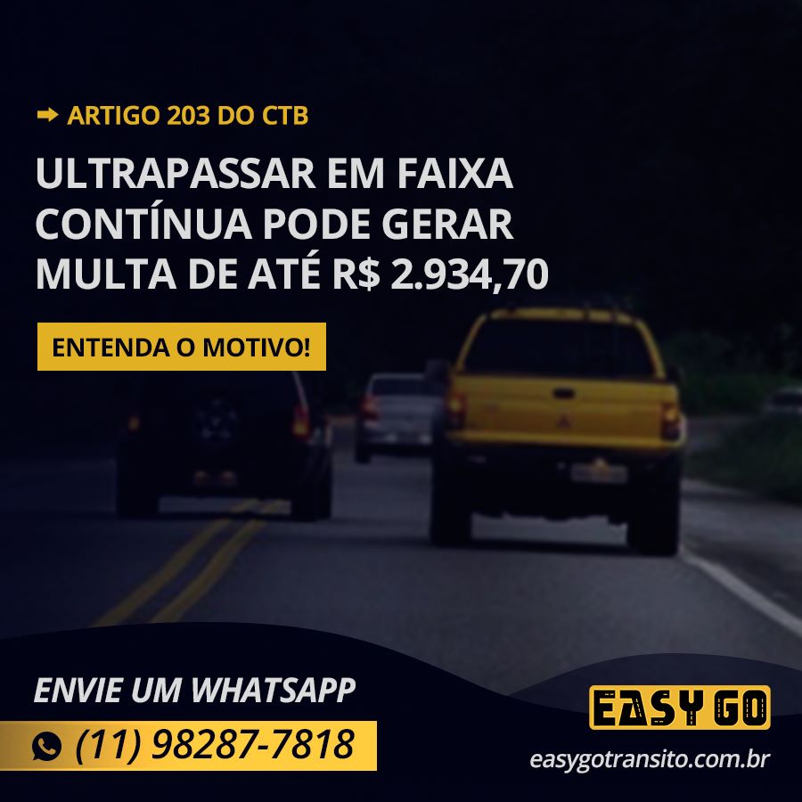 Leia mais sobre o artigo Multa por ultrapassar em faixa contínua