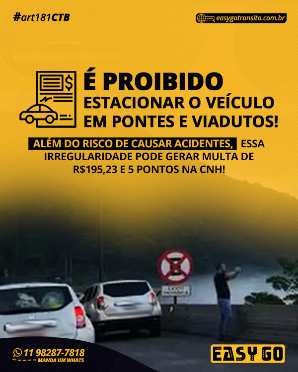 Leia mais sobre o artigo Art. 181 CTB – É proibido estacionar o veículo em pontes e viadutos!