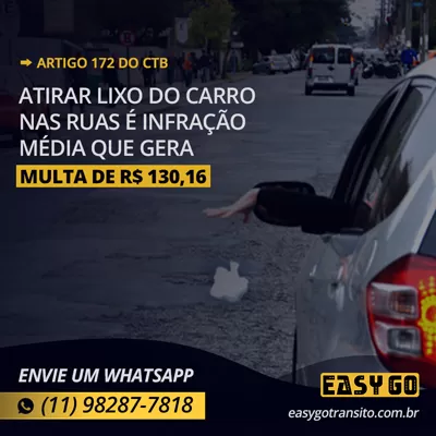 multa jogar lixo pelo carro