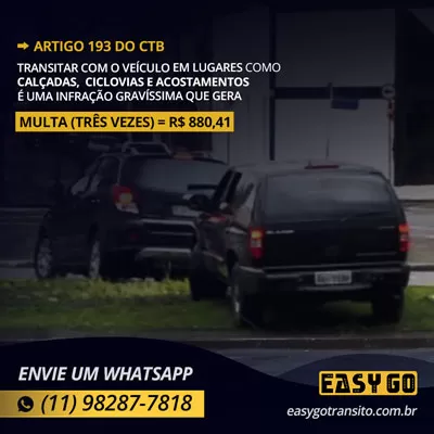 Art 193 multa dirigir calcada easy go transito 2