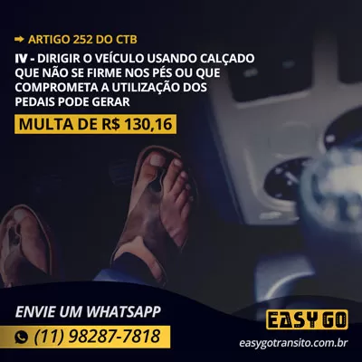 Art 252 IV multa dirigir de chinelo easy go transito 2