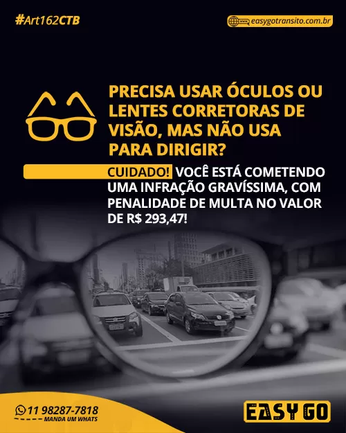 multa dirigir sem óculos